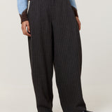 Charcoal Pinstripe Wide Leg Trousers