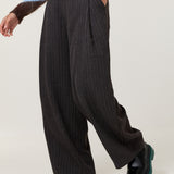 Charcoal Pinstripe Wide Leg Trousers
