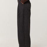 Charcoal Pinstripe Wide Leg Trousers
