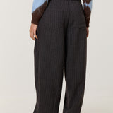 Charcoal Pinstripe Wide Leg Trousers