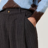 Charcoal Pinstripe Wide Leg Trousers