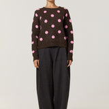 Brown Pink Spot Wool Blend Jumper