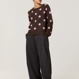 Brown Pink Spot Wool Blend Jumper