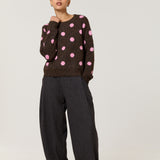 Brown Pink Spot Wool Blend Jumper