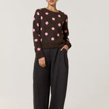 Brown Pink Spot Wool Blend Jumper