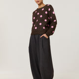 Brown Pink Spot Wool Blend Jumper