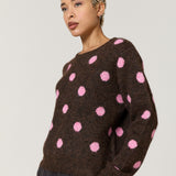 Brown Pink Spot Wool Blend Jumper