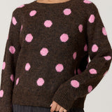 Brown Pink Spot Wool Blend Jumper