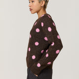 Brown Pink Spot Wool Blend Jumper