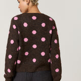 Brown Pink Spot Wool Blend Jumper