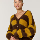 Mustard Brown Stripe Wool Blend Cardigan