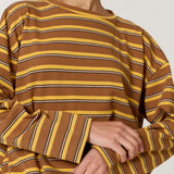 Brown Mustard Stripe Relaxed Cotton Top