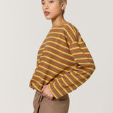 Brown Mustard Stripe Relaxed Cotton Top