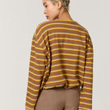 Brown Mustard Stripe Relaxed Cotton Top