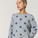 Grey Blue Spot Wool Blend Jumper
