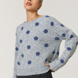 Grey Blue Spot Wool Blend Jumper