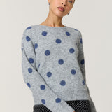 Grey Blue Spot Wool Blend Jumper