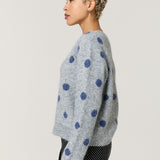Grey Blue Spot Wool Blend Jumper