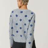 Grey Blue Spot Wool Blend Jumper