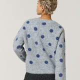 Grey Blue Spot Wool Blend Jumper