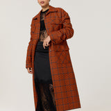 Bright Check Padded Wool Blend Overcoat