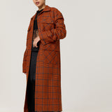 Bright Check Padded Wool Blend Overcoat