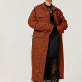 Bright Check Padded Wool Blend Overcoat