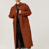 Bright Check Padded Wool Blend Overcoat