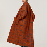Bright Check Padded Wool Blend Overcoat