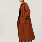 Bright Check Padded Wool Blend Overcoat