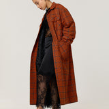 Bright Check Padded Wool Blend Overcoat