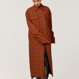 Bright Check Padded Wool Blend Overcoat