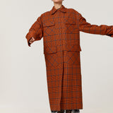Bright Check Padded Wool Blend Overcoat