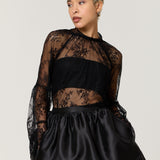 Black Satin Bubble Hem Mini Skirt