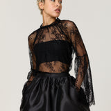 Black Satin Bubble Hem Mini Skirt