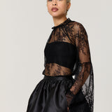 Black Satin Bubble Hem Mini Skirt
