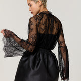 Black Satin Bubble Hem Mini Skirt