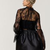 Black Satin Bubble Hem Mini Skirt