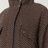 Brown Polka Dot High Neck Utility Jacket