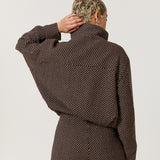 Brown Polka Dot High Neck Utility Jacket
