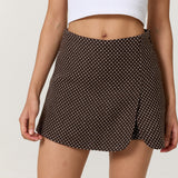 Brown Polka Dot Wrap Skort