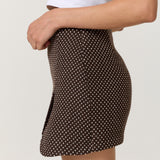 Brown Polka Dot Wrap Skort