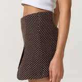 Brown Polka Dot Wrap Skort