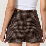 Brown Polka Dot Wrap Skort