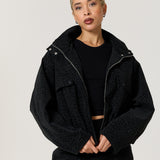 Black Leopard Jacquard Bomber Jacket