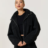 Black Leopard Jacquard Bomber Jacket