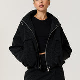 Black Leopard Jacquard Bomber Jacket