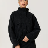 Black Leopard Jacquard Bomber Jacket