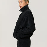 Black Leopard Jacquard Bomber Jacket