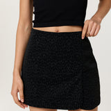 Black Leopard Jacquard Skort